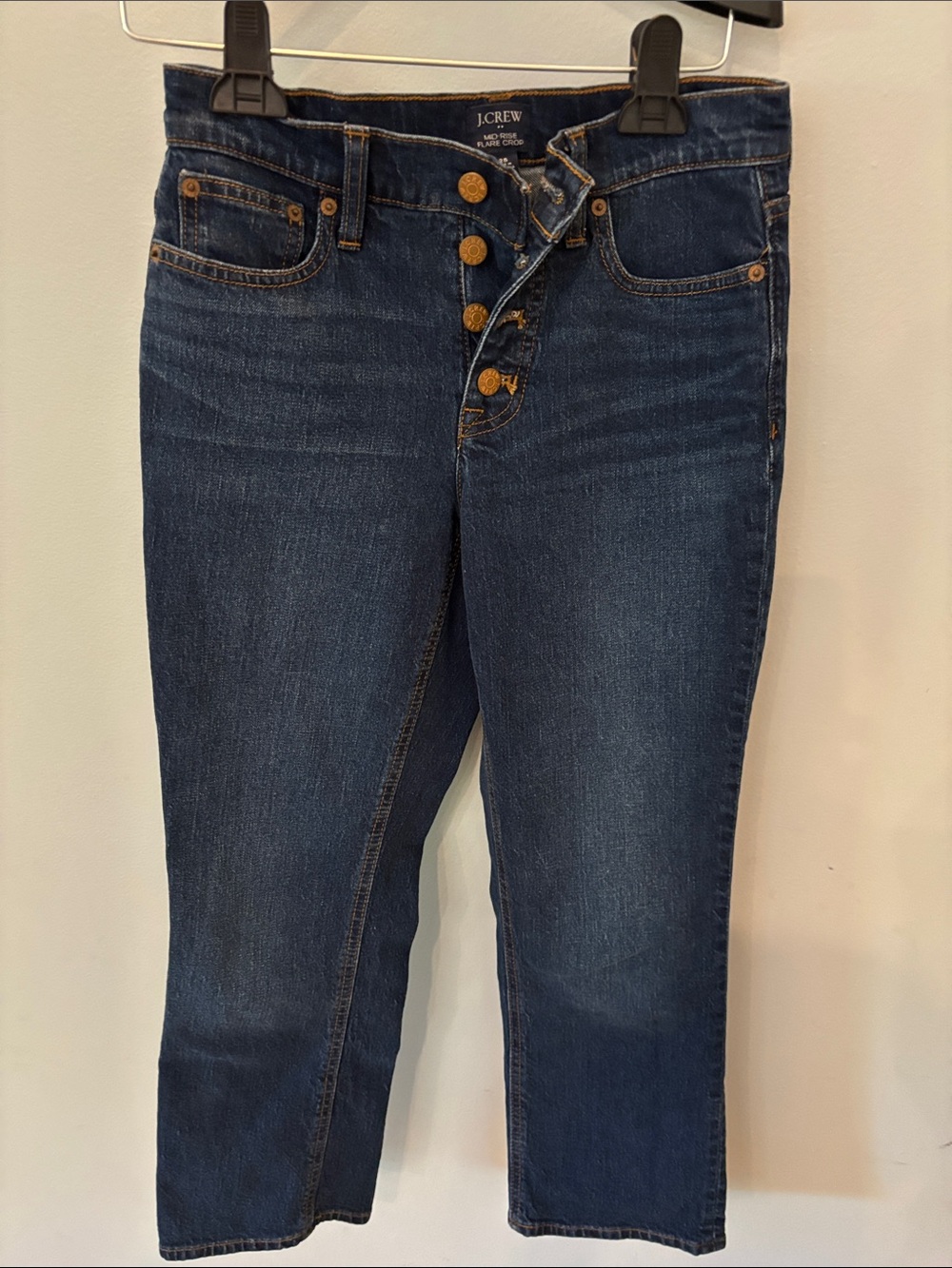 J. Crew Dark Indigo Button-Fly Cropped Jeans